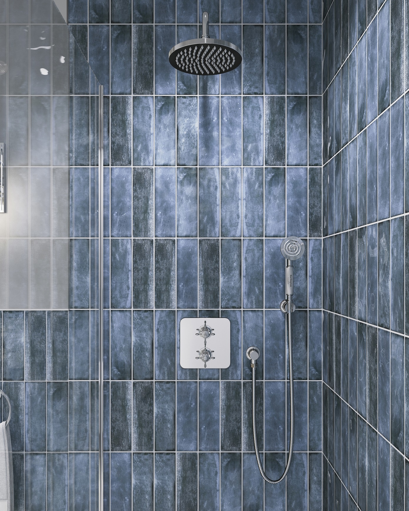 Burlington Guild Chrome Square Thermostatic Concealed Shower Set 3