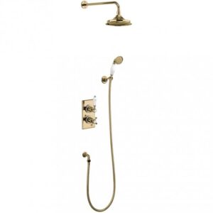 Burlington Trent Gold Concealed Dual Function Shower Valve with 9" Shower Head & Handheld Shower