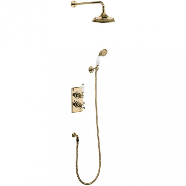Burlington Trent Gold Concealed Dual Function Shower Valve with 9" Shower Head & Handheld Shower