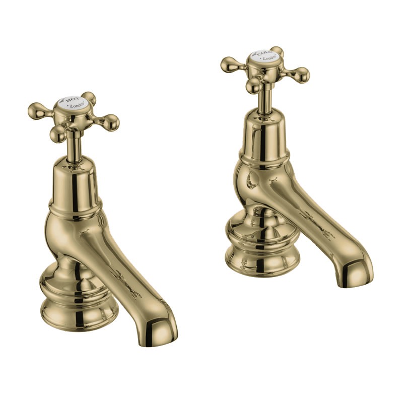 Burlington Claremont Regent Gold 5" Spout Basin Pillar Taps