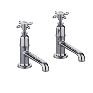Burlington Guild Long Spout Chrome Basin Pillar Taps