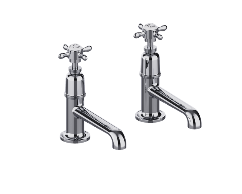 Burlington Guild Long Spout Chrome Basin Pillar Taps