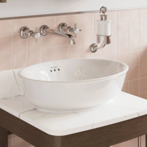 Burlington Guild 3TH Wall Mounted Chrome Basin Mixer Tap