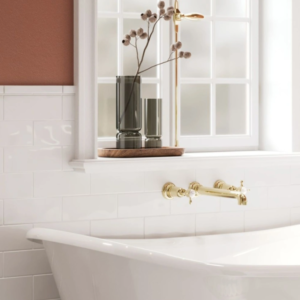 Burlington Guild 3TH Wall Mounted Gold Bath Filler Tap