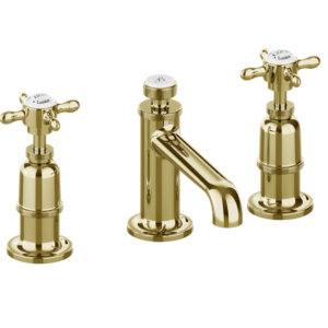 Burlington Guild 3TH Deck Mounted Gold Basin Mixer Tap