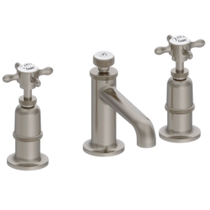 Burlington Guild 3TH Deck Mounted Brushed Nickel Basin Mixer Tap