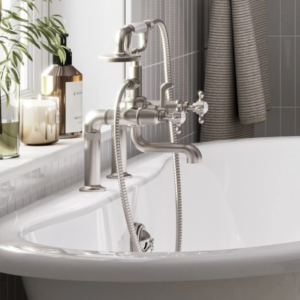 Burlington Guild Deck Mounted Brushed Nickel Bath/Shower Mixer