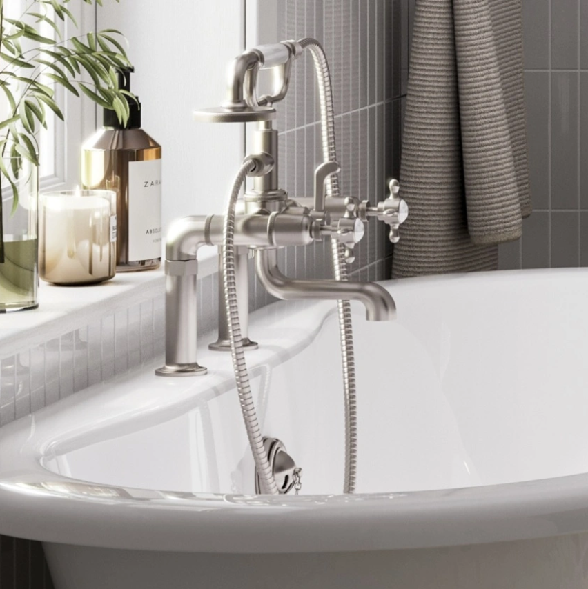 Burlington Guild Deck Mounted Brushed Nickel Bath/Shower Mixer