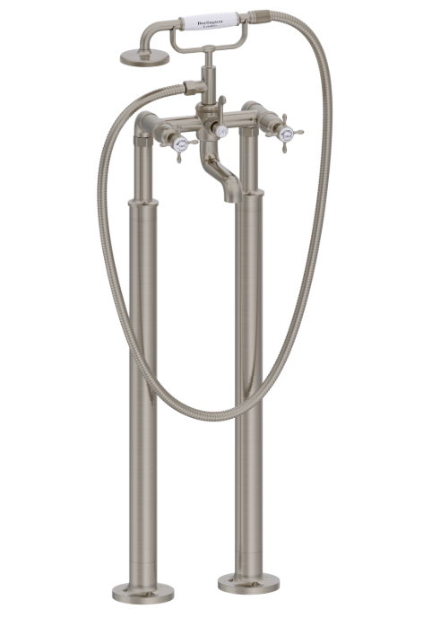 Burlington Guild Brushed Nickel Freestanding Bath/Shower Mixer Tap
