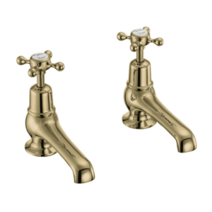 Burlington Claremont Gold 5" Spout Basin Pillar Taps
