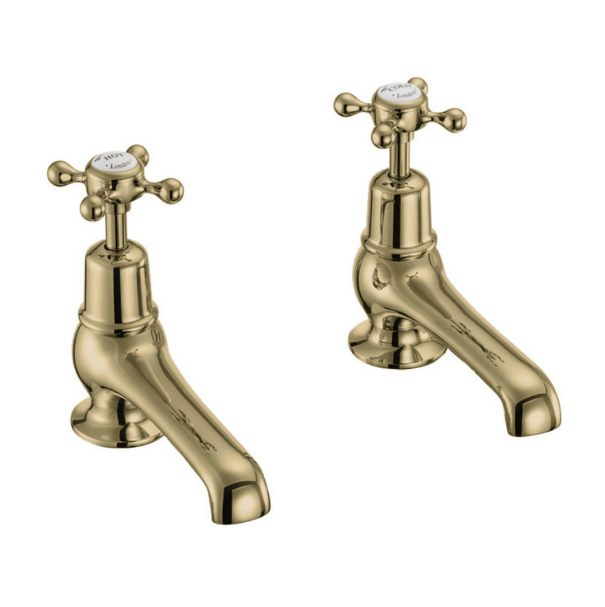 Burlington Claremont Gold 5" Spout Basin Pillar Taps