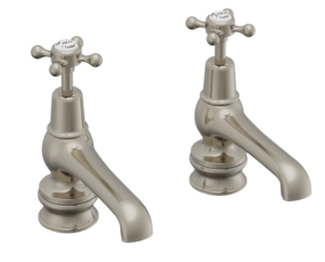 Burlington Claremont Regent Brushed Nickel 5" Spout Basin Pillar Taps