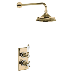 Burlington Trent Gold Concealed Single Function Shower Valve with 9" Shower Head