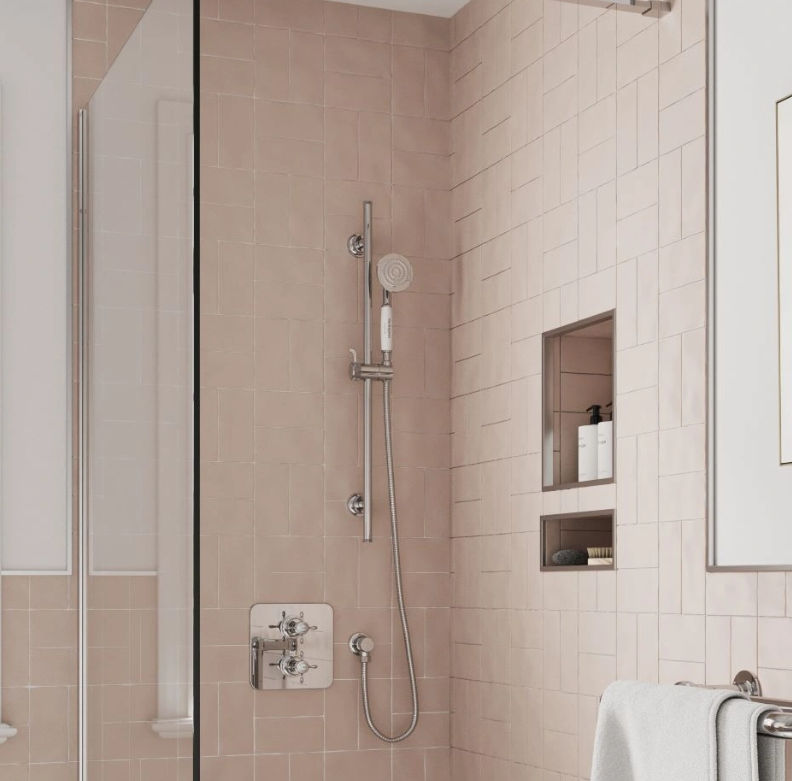 Burlington Guild Chrome Square Thermostatic Concealed Shower Set 1