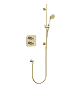 Burlington Guild Gold Square Thermostatic Concealed Shower Set 1