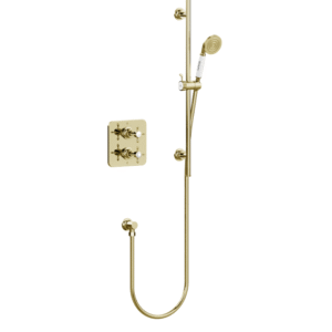 Burlington Guild Gold Square Thermostatic Concealed Shower Set 1