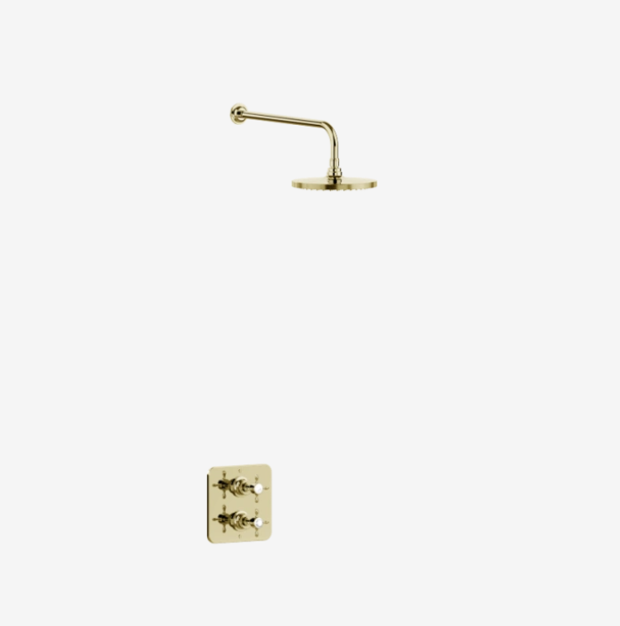 Burlington Guild Gold Square Thermostatic Concealed Shower Set 2