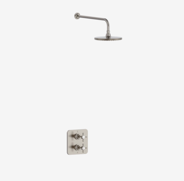 Burlington Guild Brushed Nickel Square Thermostatic Concealed Shower Set 2