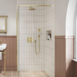 Burlington Guild Gold Square Thermostatic Concealed Shower Set 3