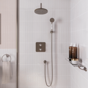 Burlington Guild Brushed Nickel Square Thermostatic Concealed Shower Set 3
