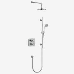 Burlington Guild Chrome Square Thermostatic Concealed Shower Set 4