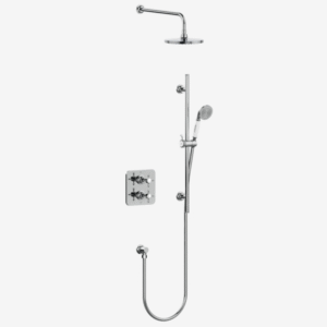 Burlington Guild Chrome Square Thermostatic Concealed Shower Set 4