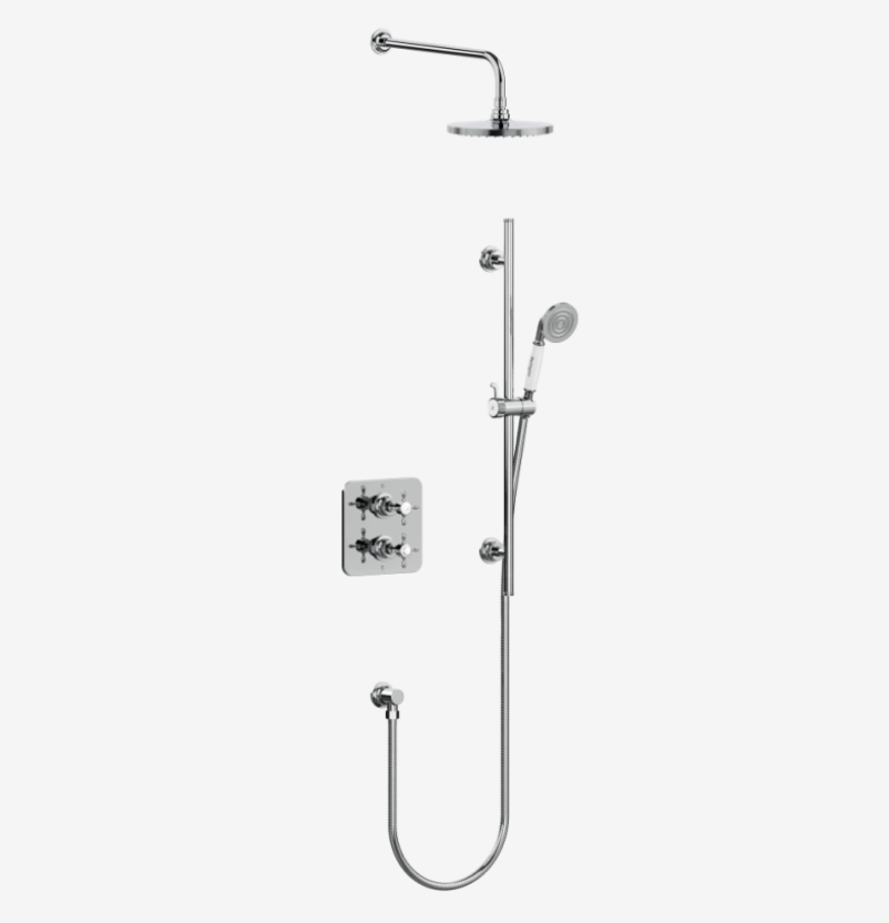Burlington Guild Chrome Square Thermostatic Concealed Shower Set 4