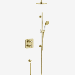 Burlington Guild Gold Square Thermostatic Concealed Shower Set 4