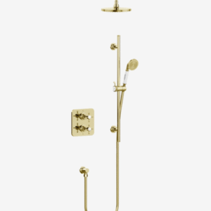 Burlington Guild Gold Square Thermostatic Concealed Shower Set 4