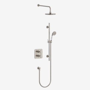 Burlington Guild Brushed Nickel Square Thermostatic Concealed Shower Set 4