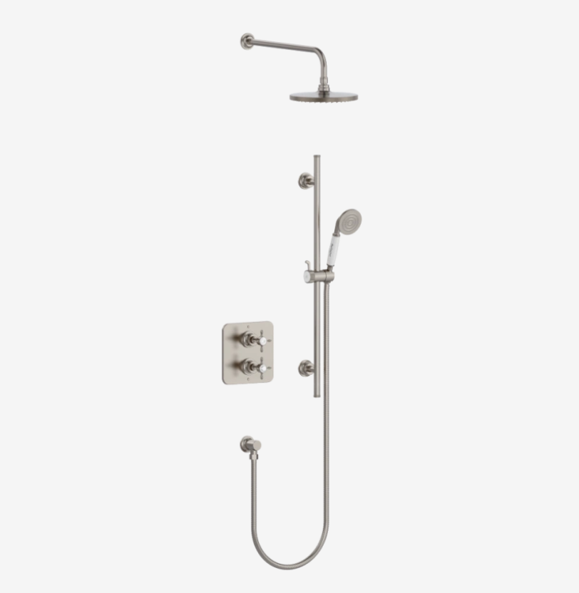 Burlington Guild Brushed Nickel Square Thermostatic Concealed Shower Set 4