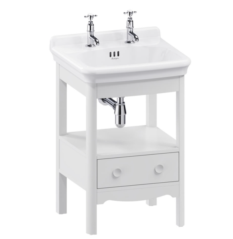 Burlington Guild Varley White Floorstanding Vanity Unit with 560mm 2TH Basin
