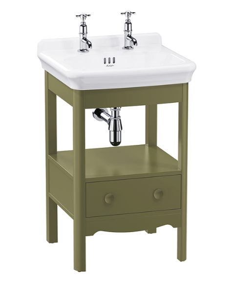 Burlington Guild Carlyle Green Floorstanding Vanity Unit with 560mm 2TH Basin