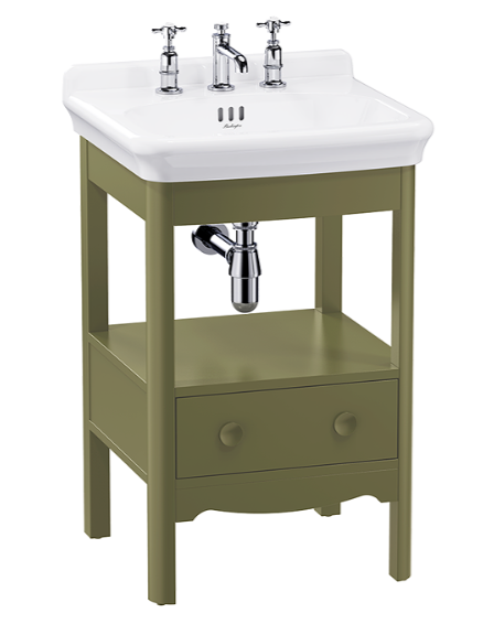 Burlington Guild Carlyle Green Floorstanding Vanity Unit with 560mm 3TH Basin