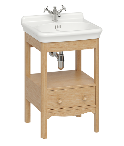 Burlington Guild Light Oak Floorstanding Vanity Unit with 560mm 1TH Basin